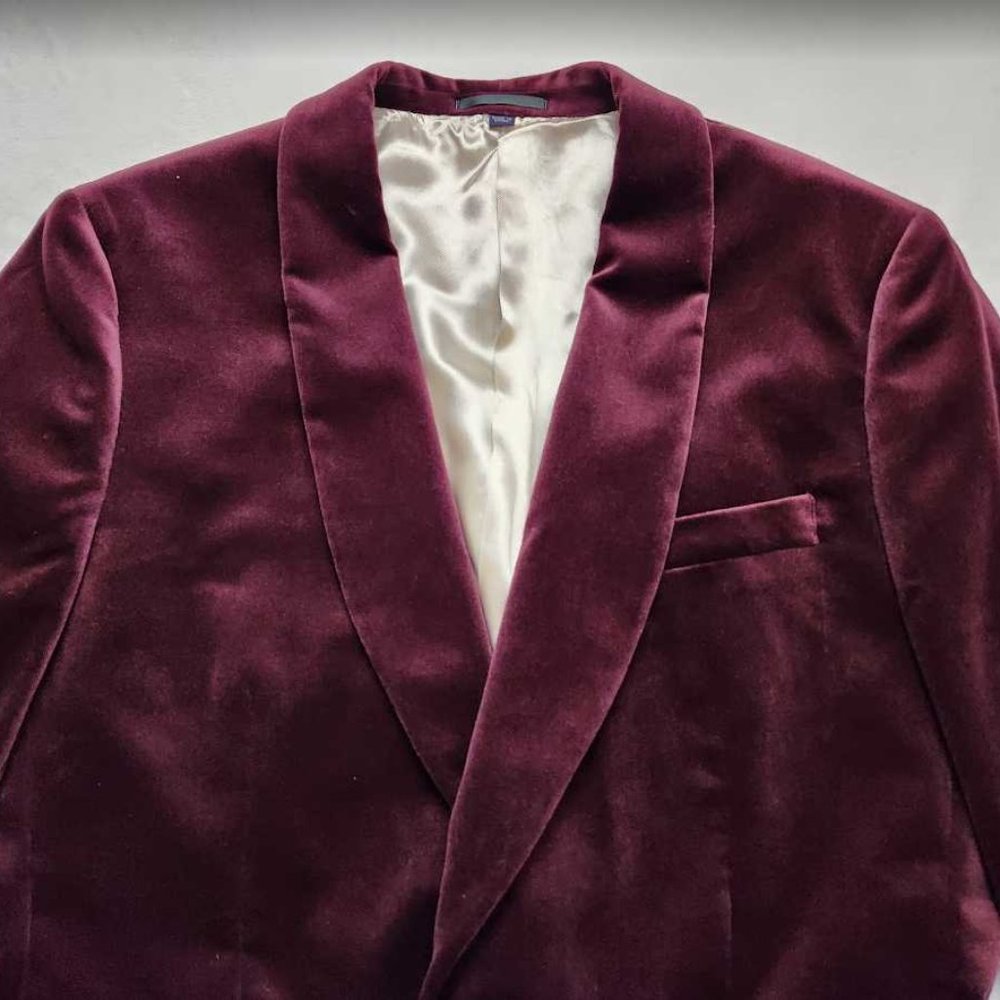New J Crew Ludlow slim-fit shawl-collar tuxedo jacket in red velvet blazer - Picture 4 of 13